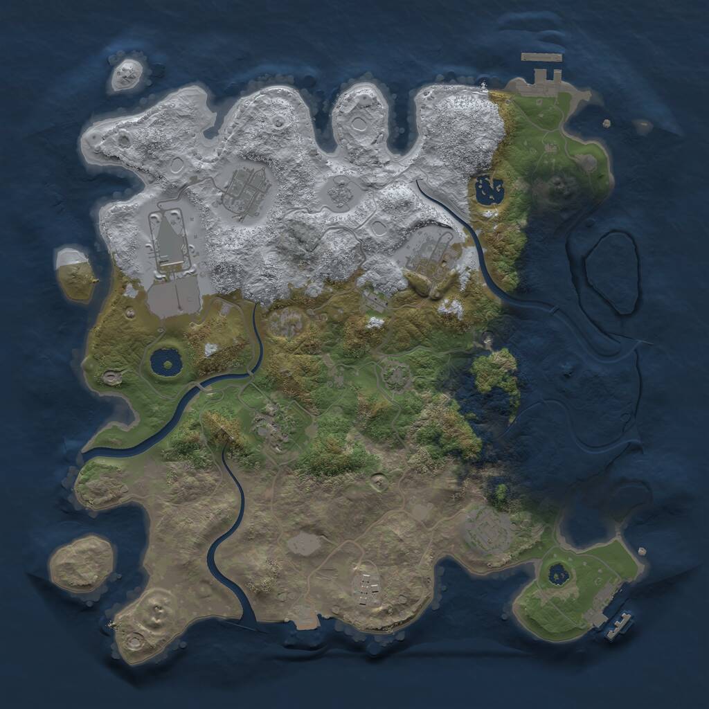 Rust Map: Procedural Map, Size: 3500, Seed: 21609, 13 Monuments