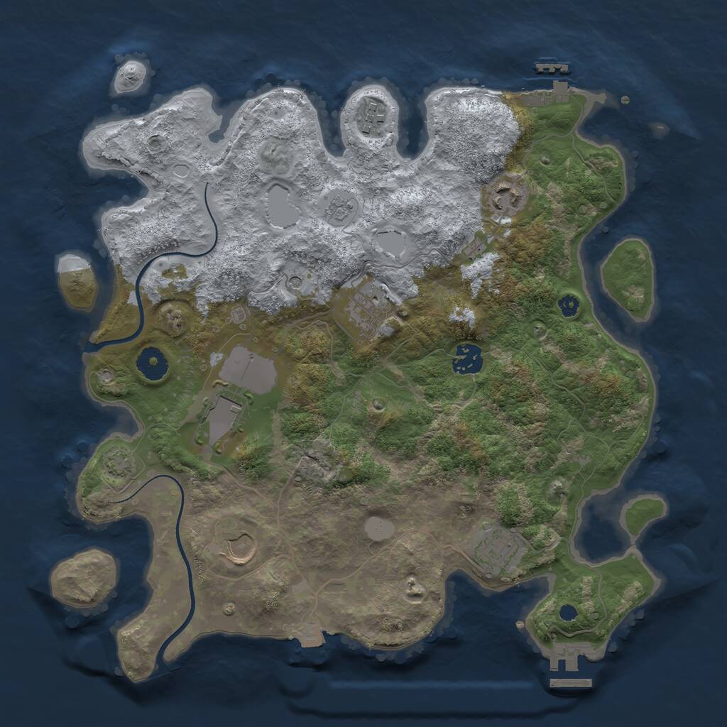 Rust Map: Procedural Map, Size: 3500, Seed: 21609, 13 Monuments