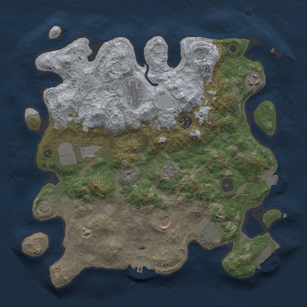 Rust Map: Procedural Map, Size: 3500, Seed: 21609, 15 Monuments