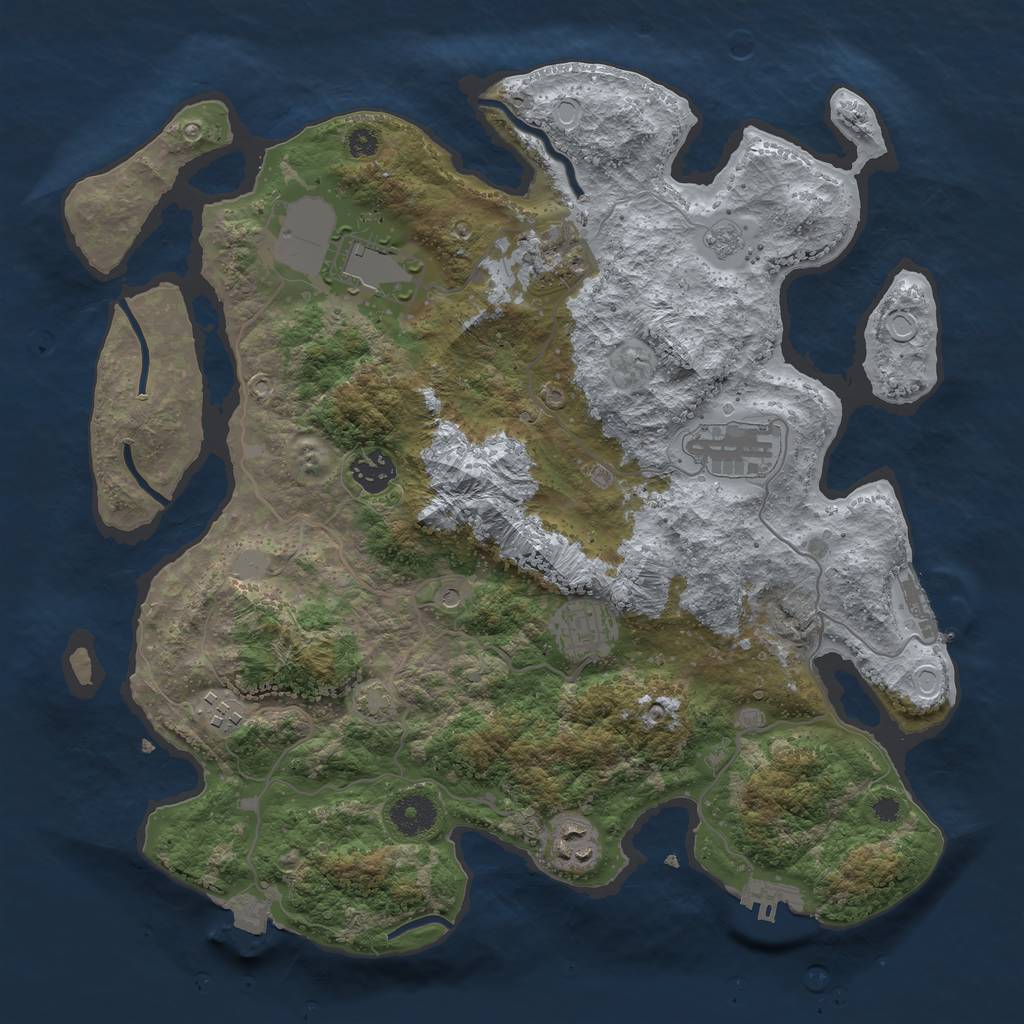 Rust Map: Procedural Map, Size: 3600, Seed: 11609, 15 Monuments