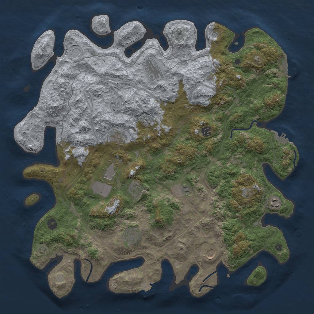 Rust Map: Procedural Map, Size: 4500, Seed: 126768021, 18 Monuments