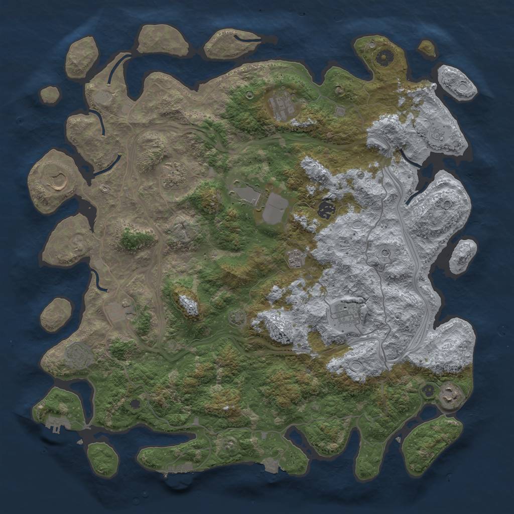 Rust Map: Procedural Map, Size: 4500, Seed: 3880623, 18 Monuments