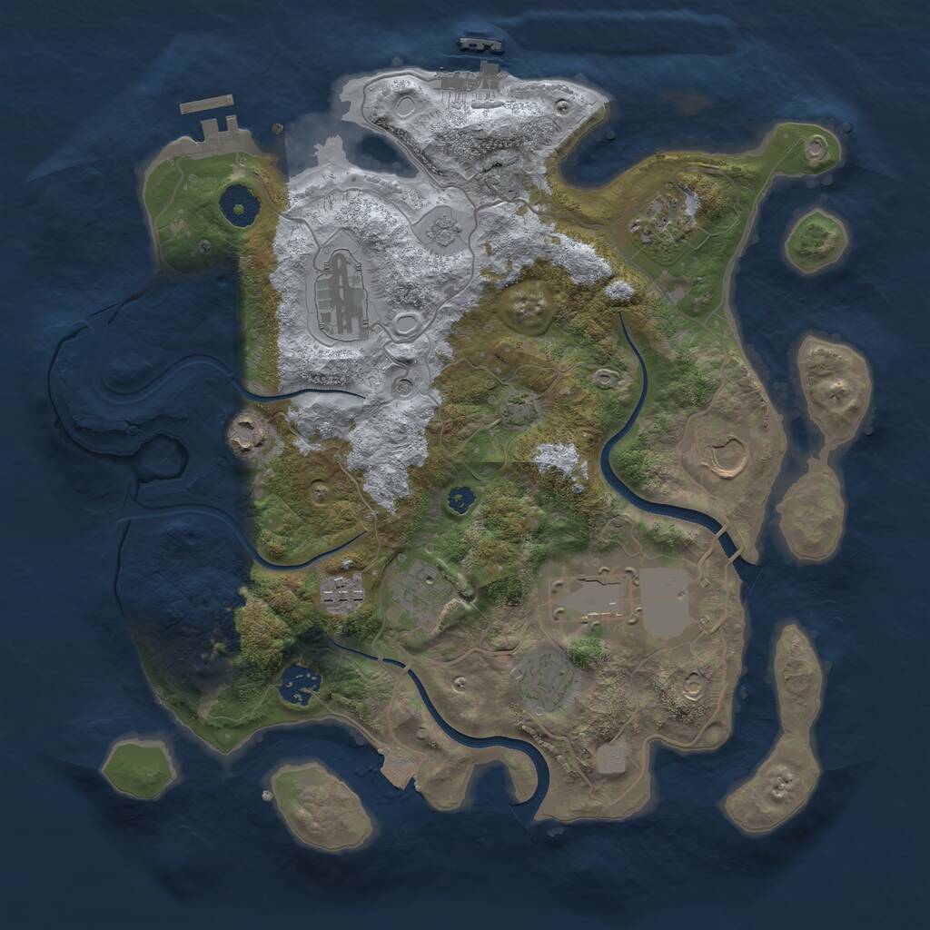 Rust Map: Procedural Map, Size: 3500, Seed: 386767582, 15 Monuments