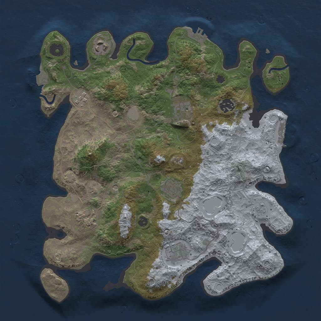 Rust Map: Procedural Map, Size: 3457, Seed: 3569, 15 Monuments