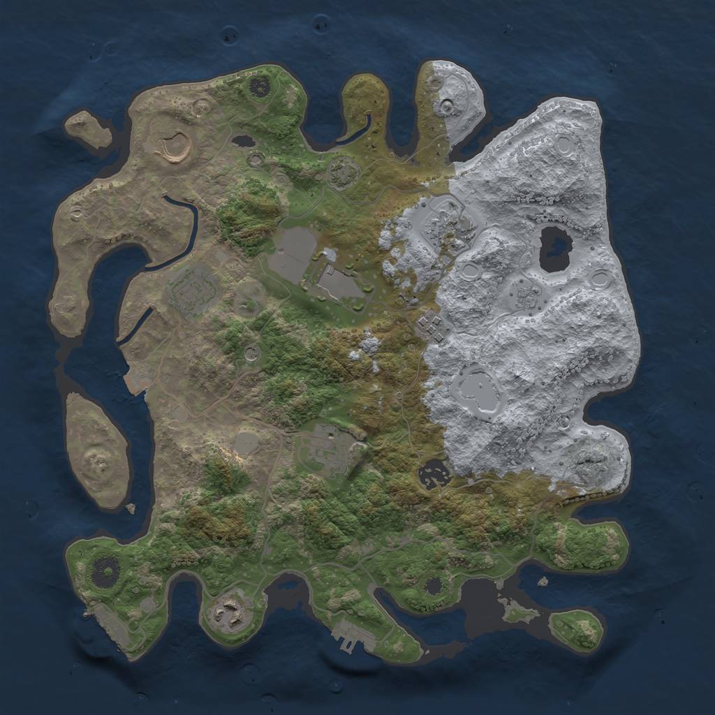 Rust Map: Procedural Map, Size: 3500, Seed: 213641014, 16 Monuments