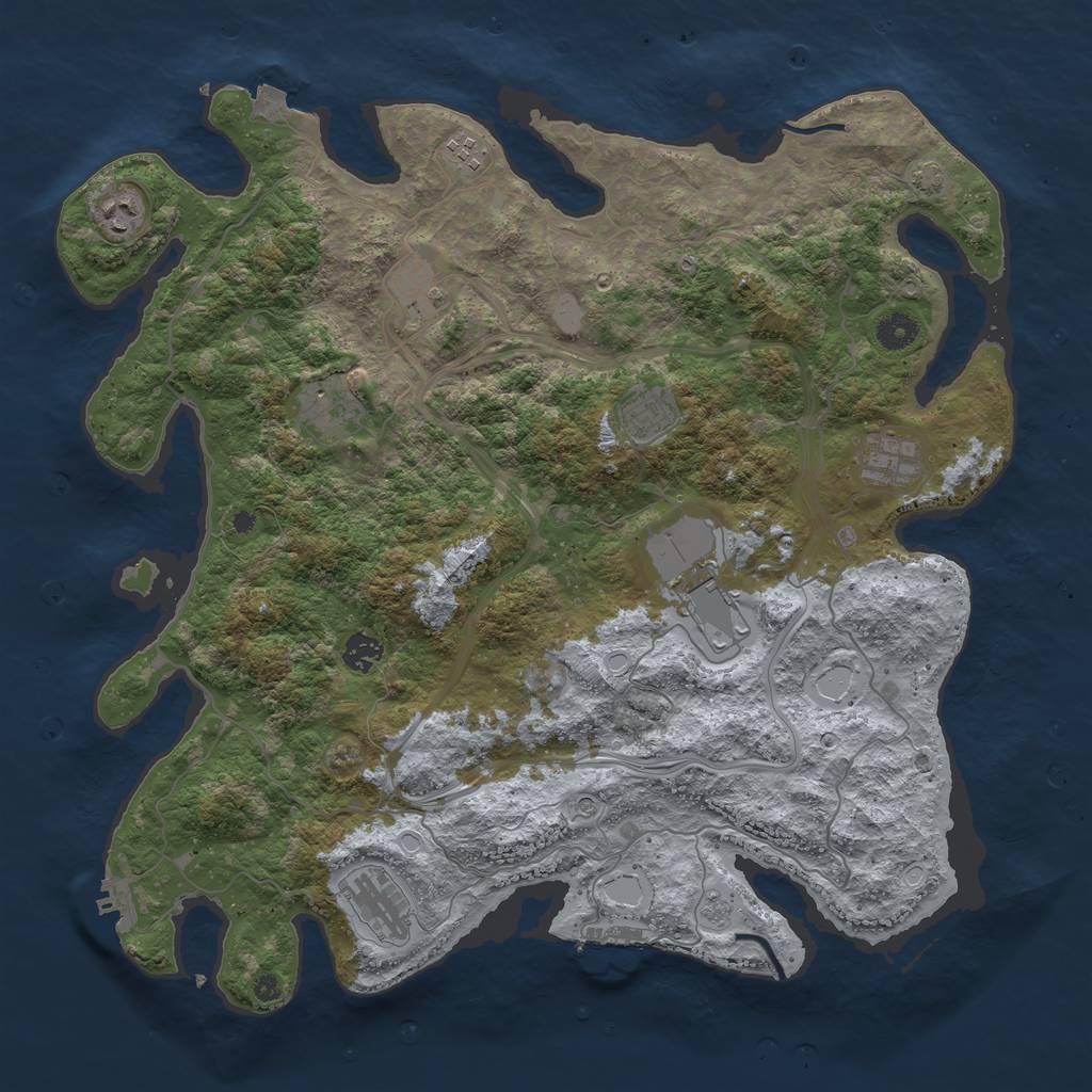 Rust Map: Procedural Map, Size: 4250, Seed: 1853200143, 17 Monuments
