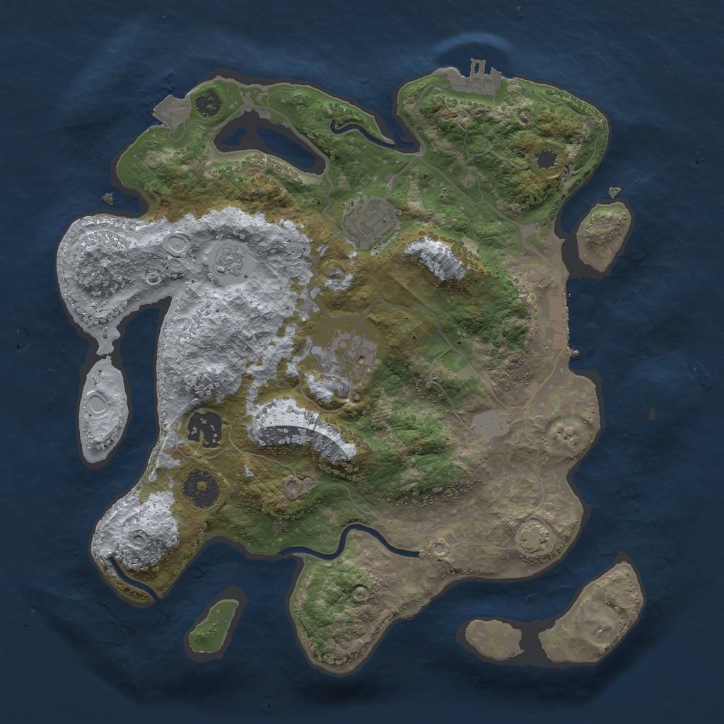 Rust Map: Procedural Map, Size: 3000, Seed: 1179347, 10 Monuments