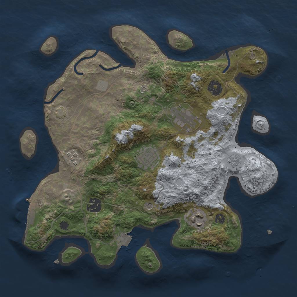 Rust Map: Procedural Map, Size: 3000, Seed: 878063077, 12 Monuments