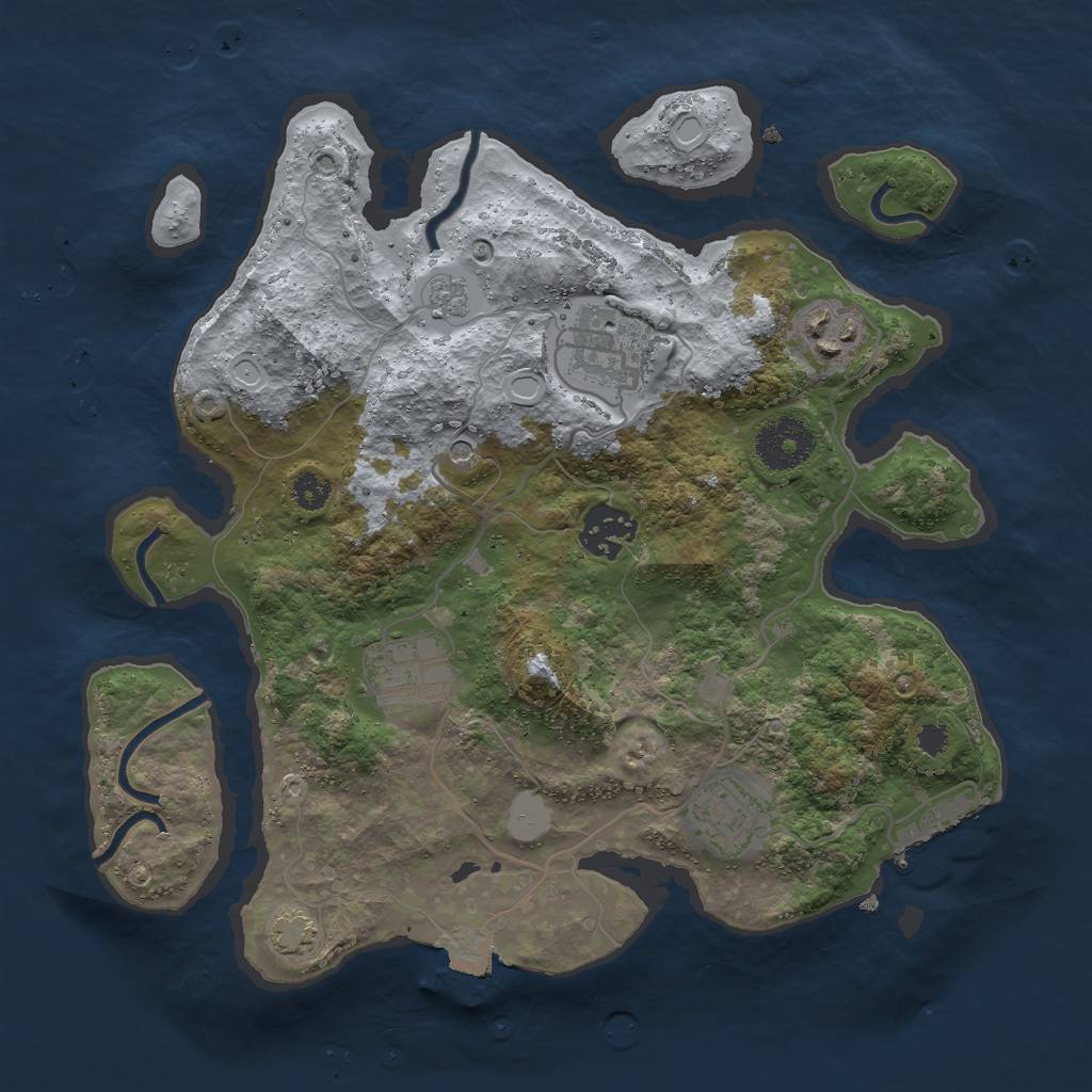 Rust Map: Procedural Map, Size: 3000, Seed: 541451834, 12 Monuments