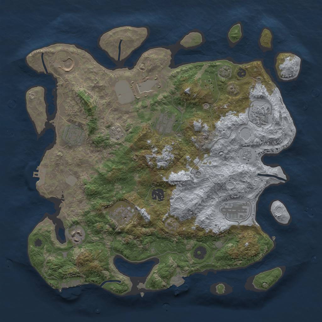 Rust Map: Procedural Map, Size: 3700, Seed: 680536827, 18 Monuments