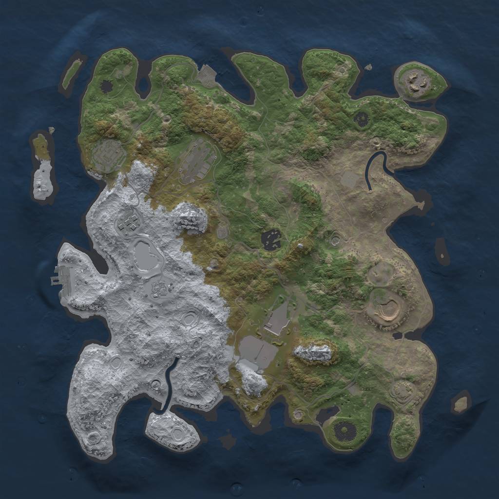 Rust Map: Procedural Map, Size: 3500, Seed: 1130986528, 14 Monuments