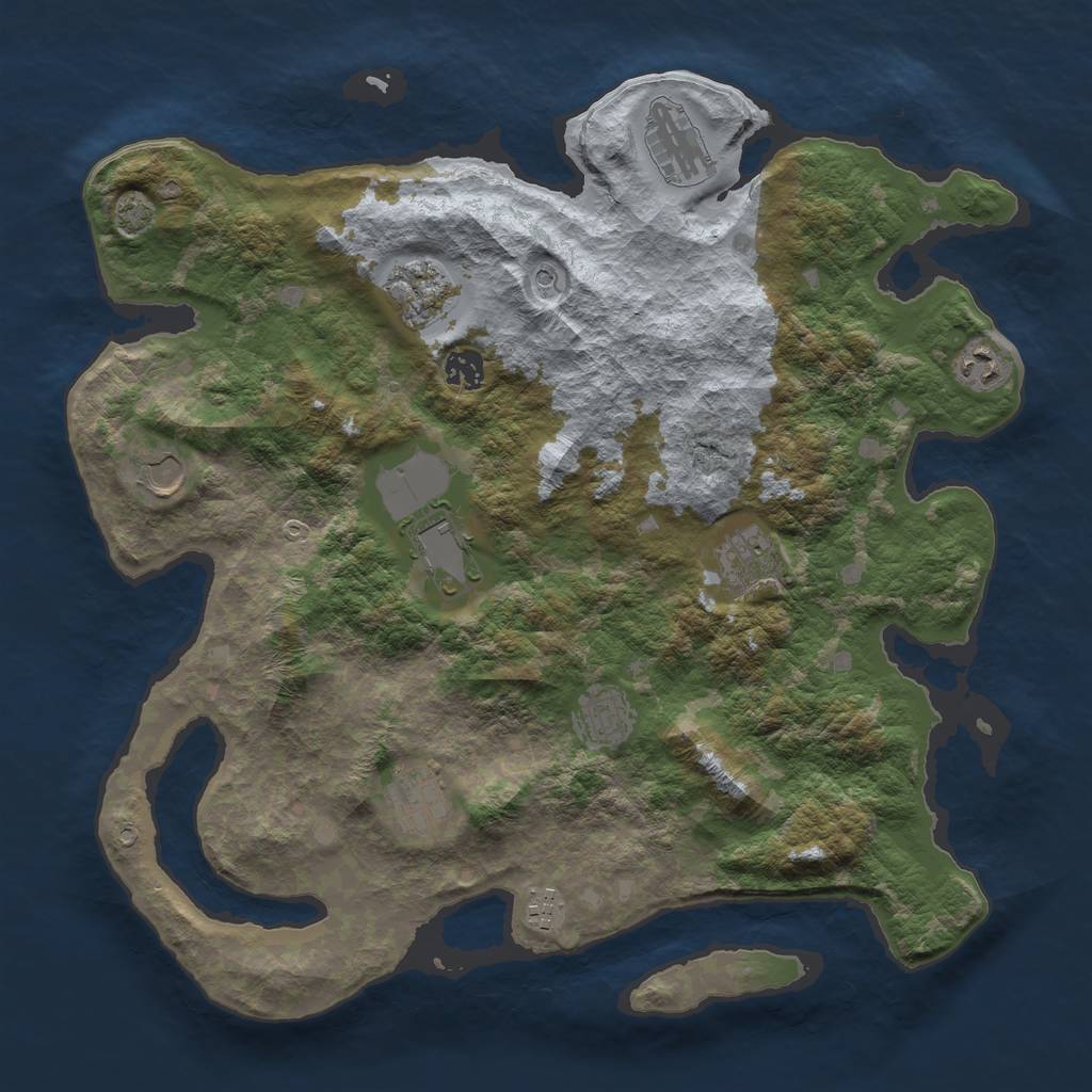 Rust Map: Barren, Size: 4000, Seed: 778289632, 14 Monuments