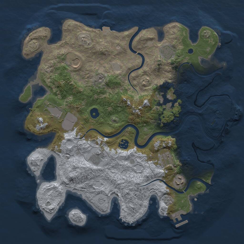 Rust Map: Procedural Map, Size: 3750, Seed: 532919502, 15 Monuments