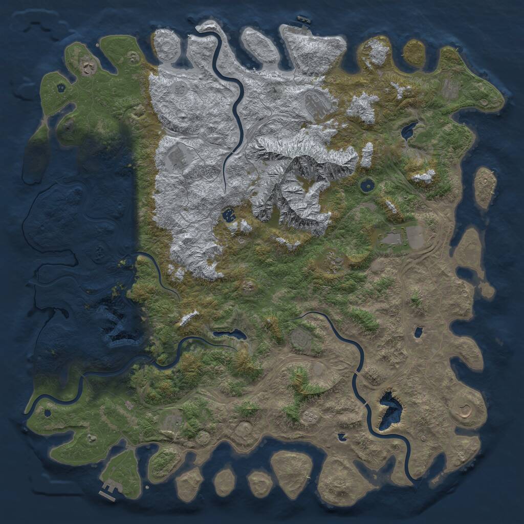 Rust Map: Procedural Map, Size: 6000, Seed: 74111283, 17 Monuments