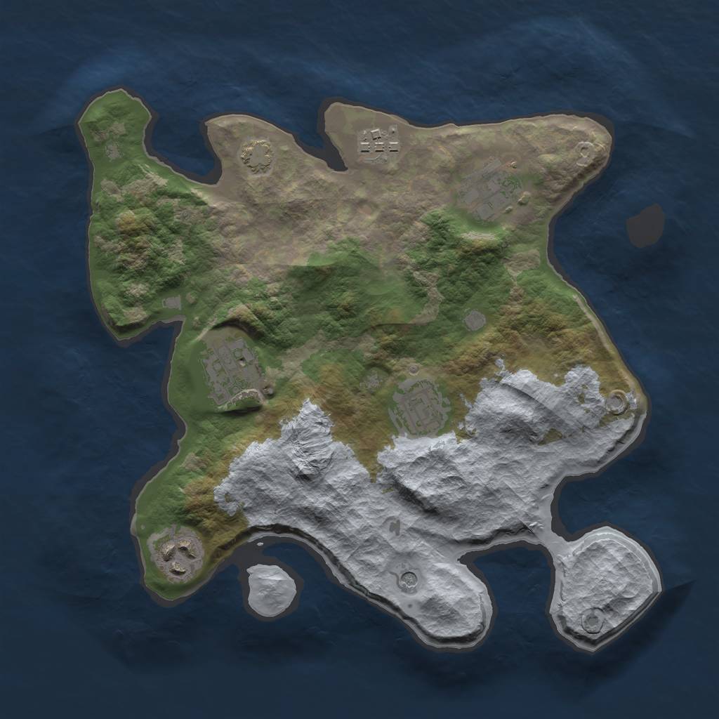 Rust Map: Barren, Size: 2800, Seed: 634256971, 9 Monuments