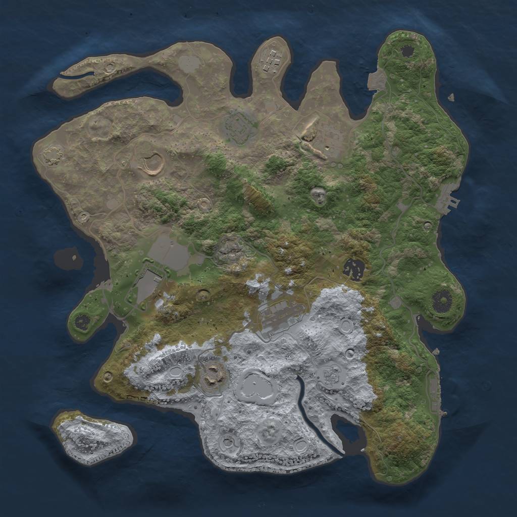 Rust Map: Procedural Map, Size: 3500, Seed: 363812868, 16 Monuments