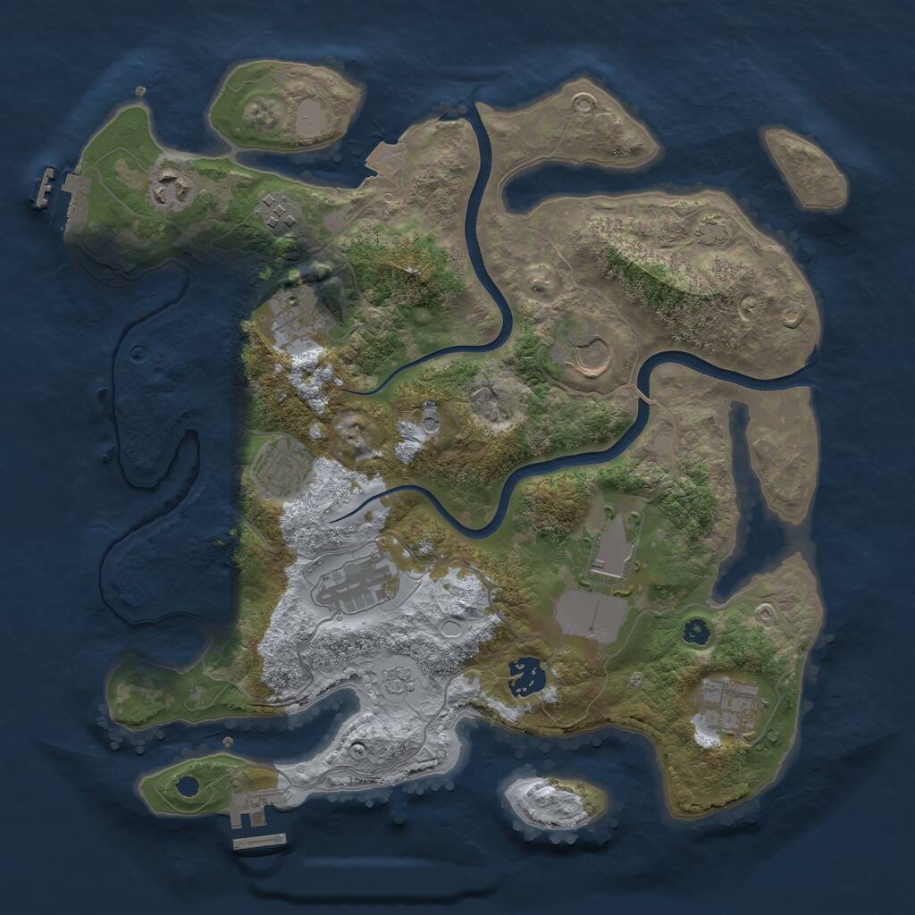 Rust Map: Procedural Map, Size: 3500, Seed: 633616515, 15 Monuments