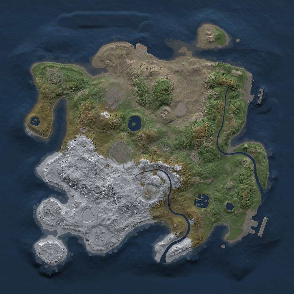Rust Map: Procedural Map, Size: 3000, Seed: 41287, 9 Monuments