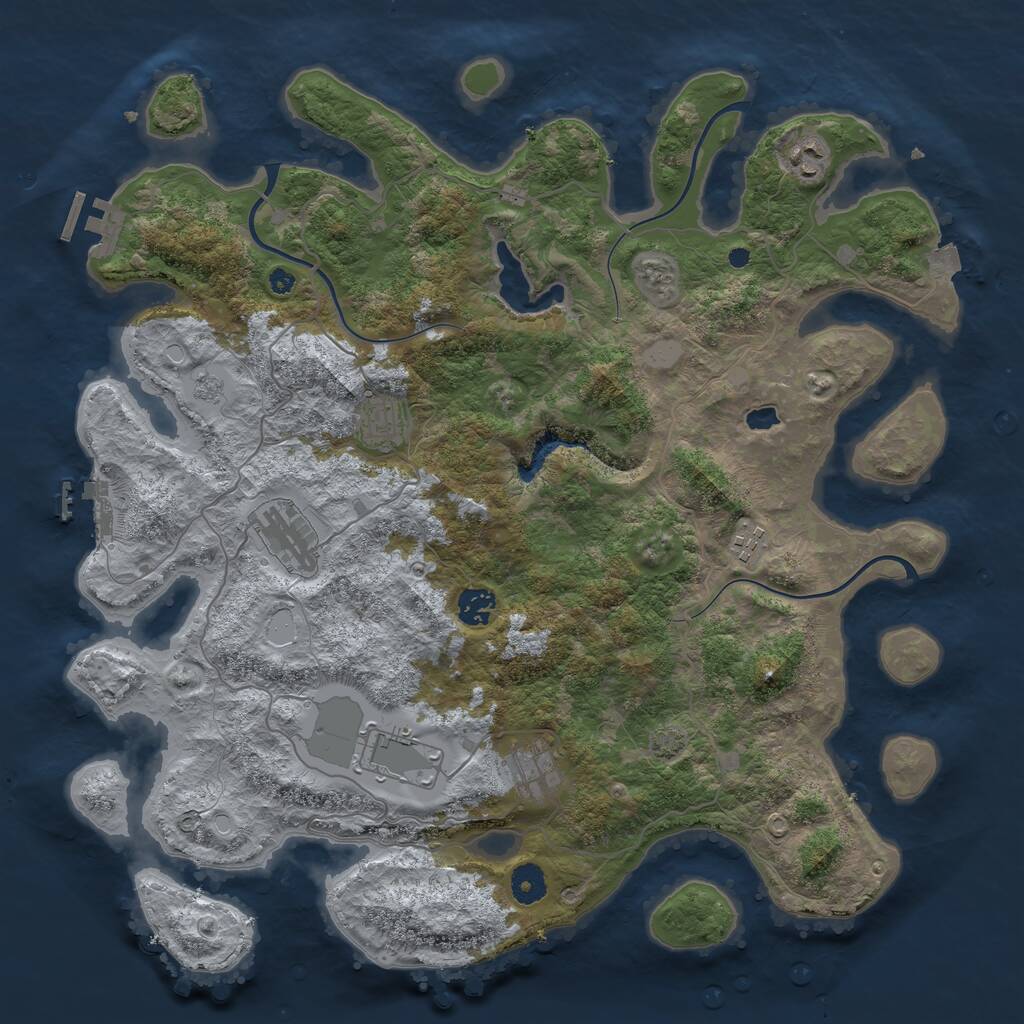 Rust Map: Procedural Map, Size: 4050, Seed: 916590689, 12 Monuments