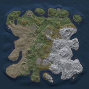 Thumbnail Rust Map: Procedural Map, Size: 3500, Seed: 39963257, 17 Monuments