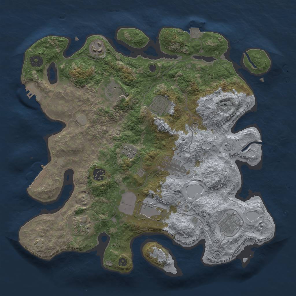 Rust Map: Procedural Map, Size: 3500, Seed: 39963257, 17 Monuments