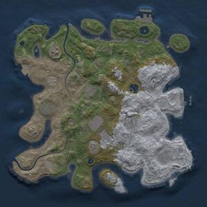 Thumbnail Rust Map: Procedural Map, Size: 3500, Seed: 39963257, 14 Monuments