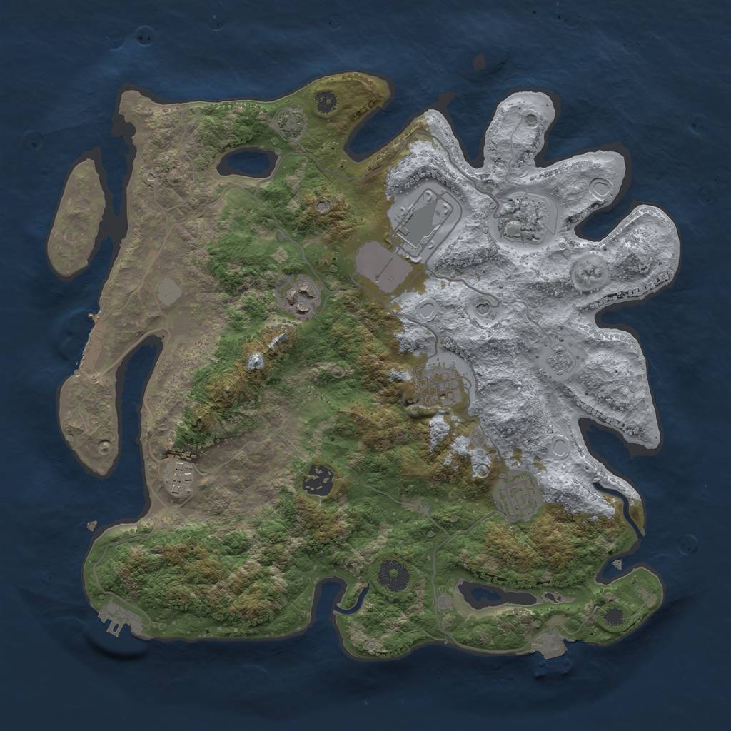 Rust Map: Procedural Map, Size: 3500, Seed: 1177467738, 15 Monuments