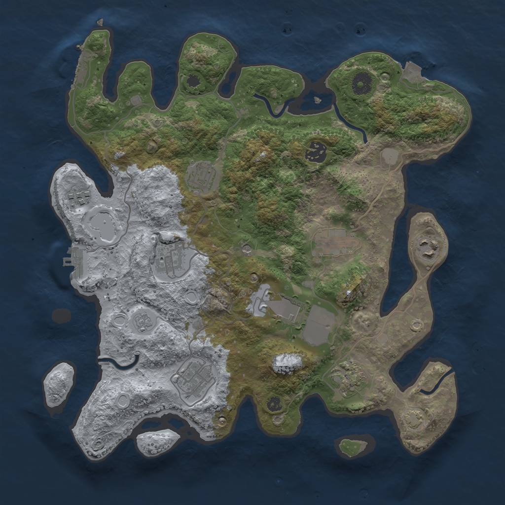 Rust Map: Procedural Map, Size: 3500, Seed: 922136, 17 Monuments