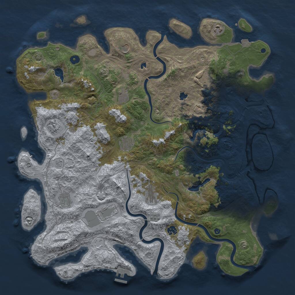 Rust Map: Procedural Map, Size: 4800, Seed: 133428127, 16 Monuments