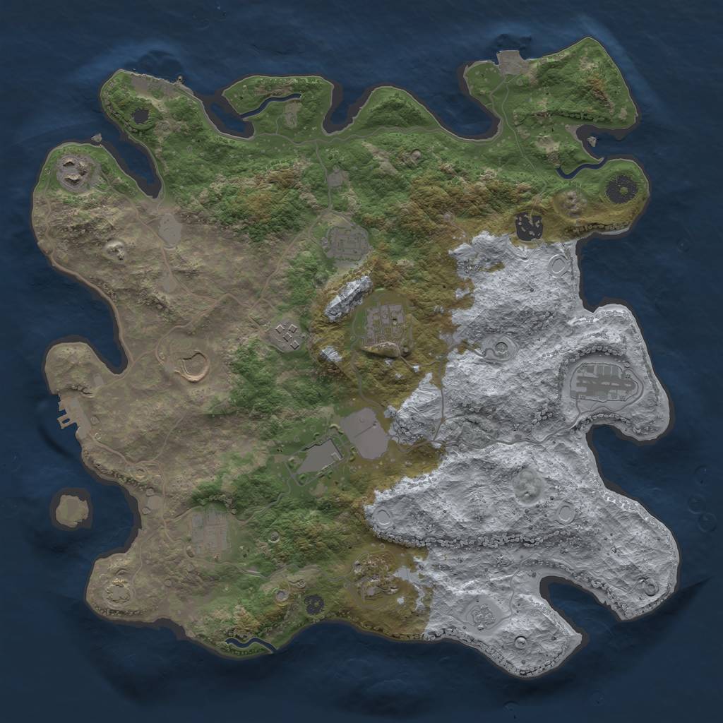 Rust Map: Procedural Map, Size: 3700, Seed: 536502610, 18 Monuments