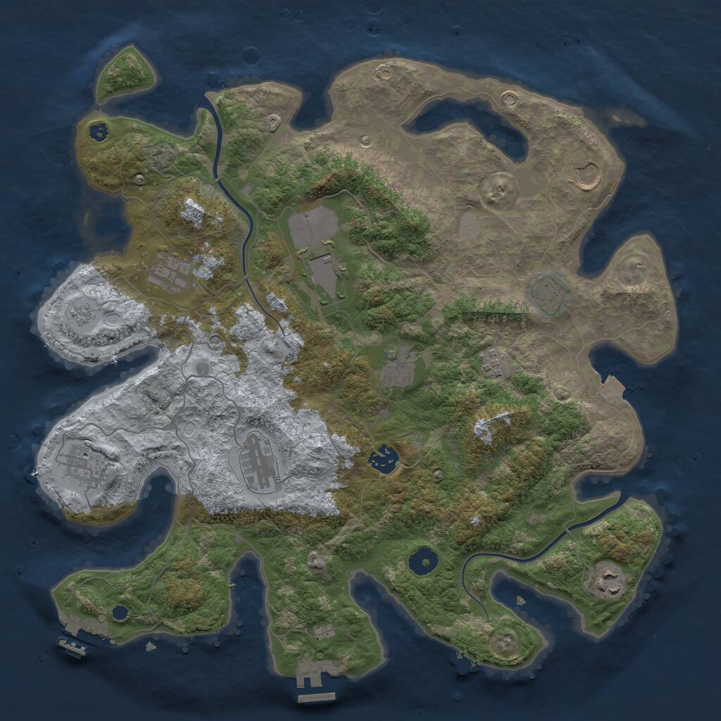 Rust Map: Procedural Map, Size: 3900, Seed: 99166647, 16 Monuments