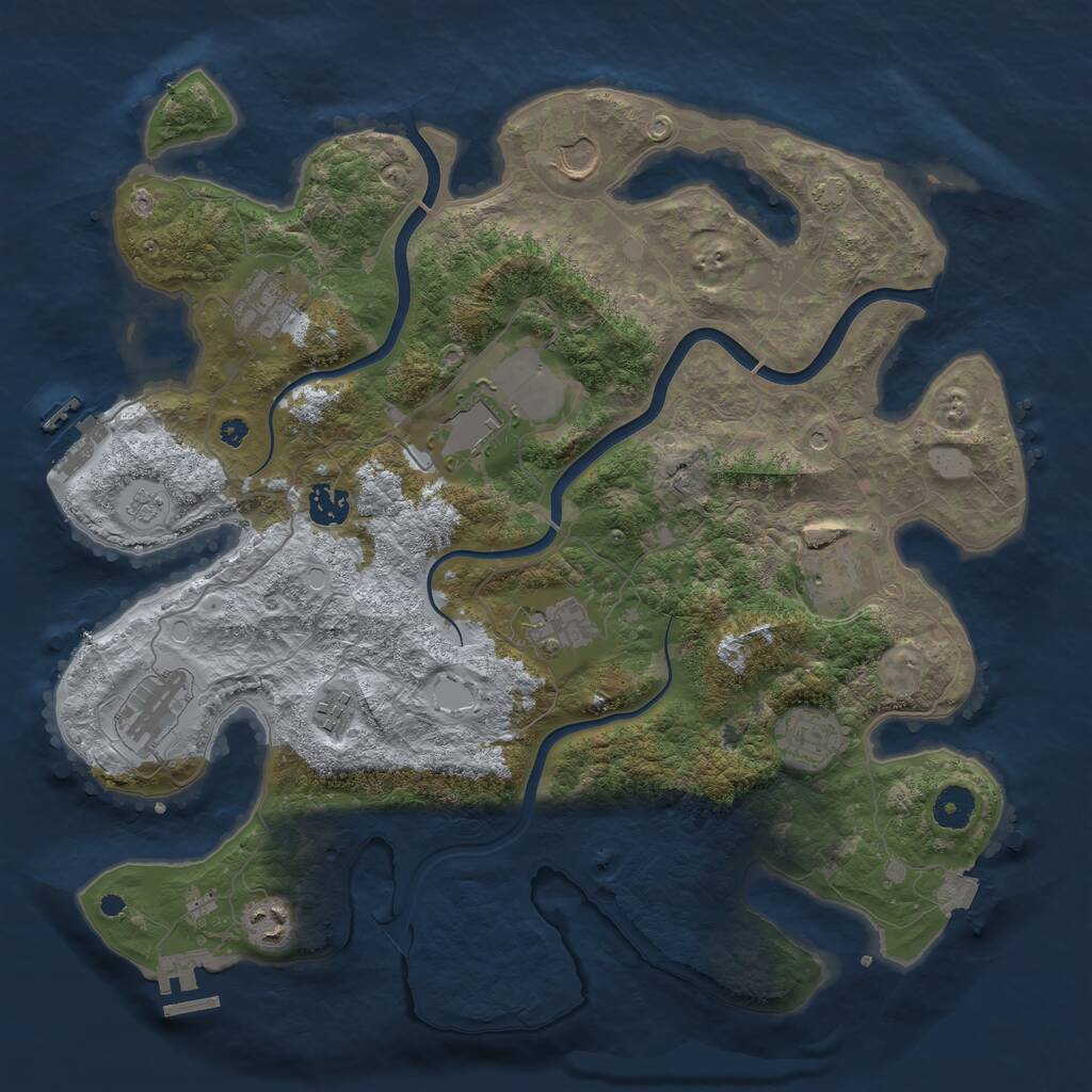 Rust Map: Procedural Map, Size: 3900, Seed: 99166647, 16 Monuments