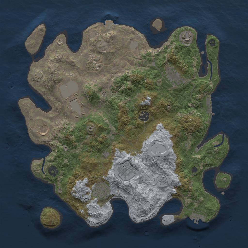 Rust Map: Procedural Map, Size: 3550, Seed: 30061715, 16 Monuments