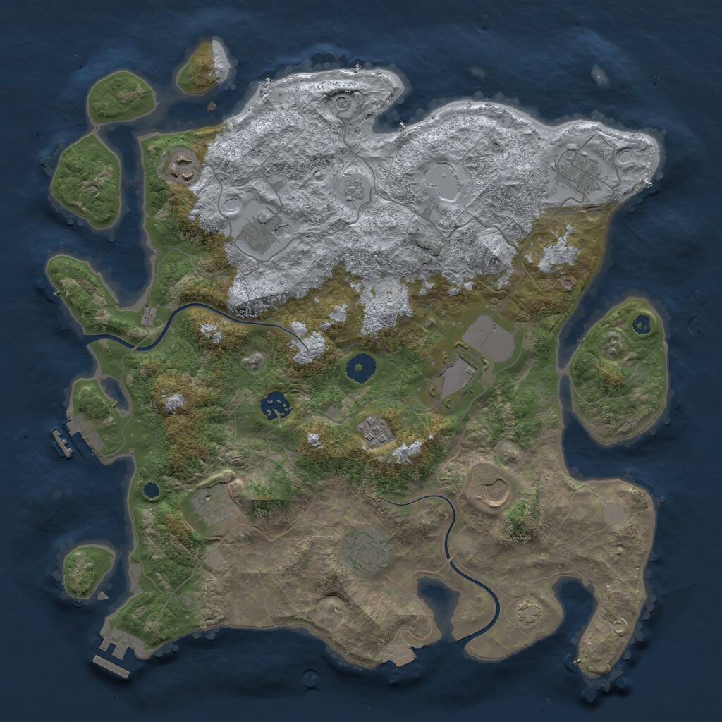 Rust Map: Procedural Map, Size: 3800, Seed: 75751475, 15 Monuments