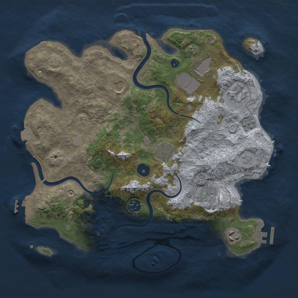 Rust Map: Procedural Map, Size: 3500, Seed: 546619893, 14 Monuments