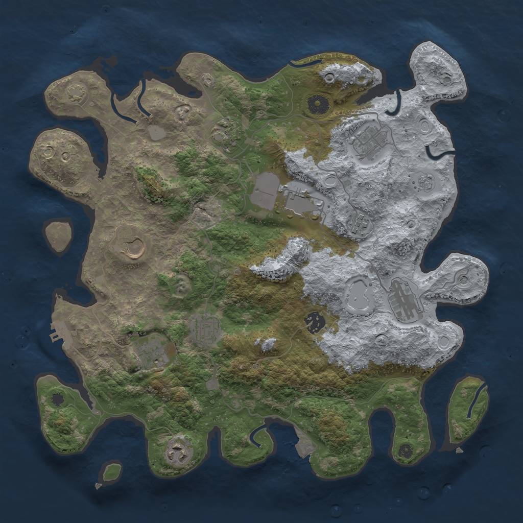 Rust Map: Procedural Map, Size: 3800, Seed: 53894697, 17 Monuments