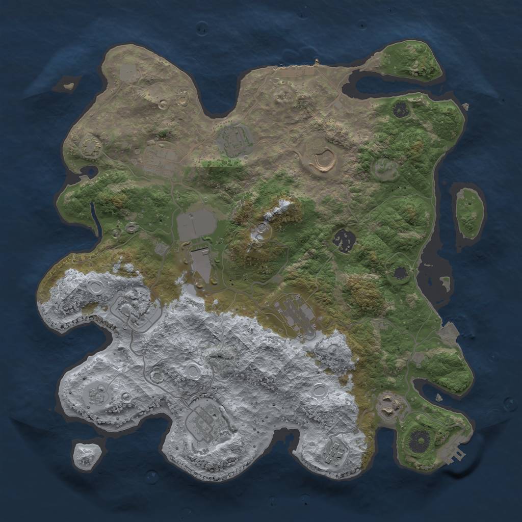 Rust Map: Procedural Map, Size: 3500, Seed: 1827409138, 18 Monuments