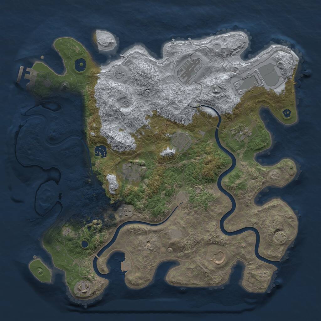 Rust Map: Procedural Map, Size: 3820, Seed: 1, 14 Monuments