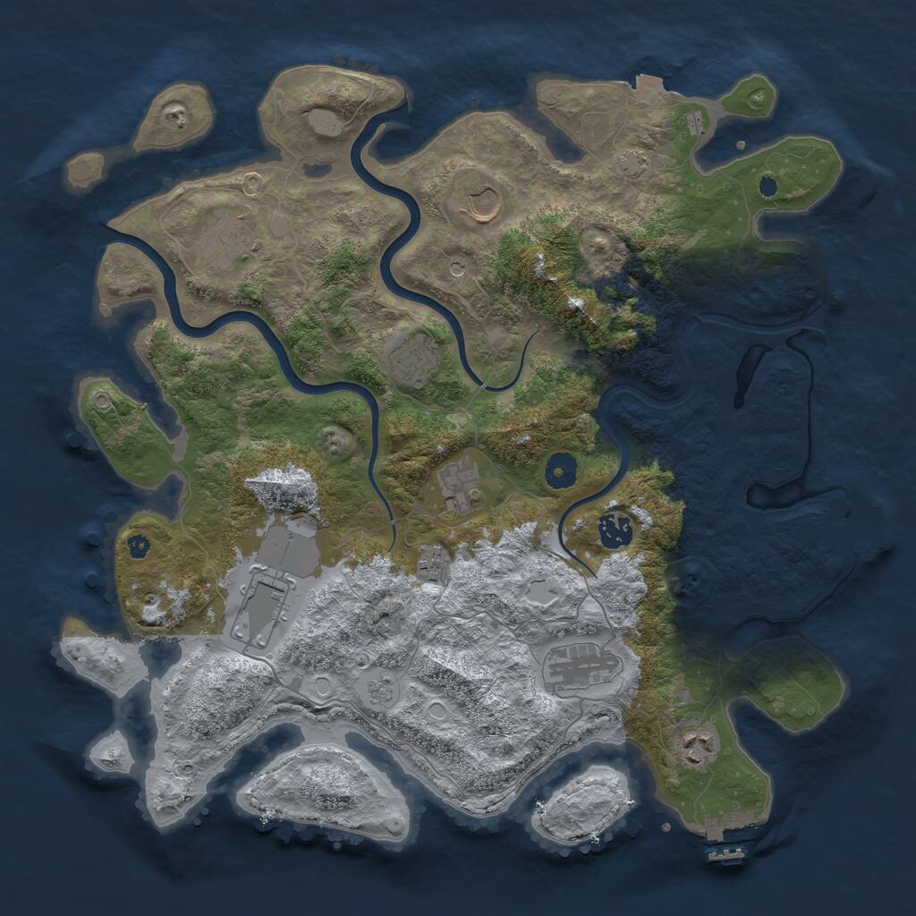 Rust Map: Procedural Map, Size: 3950, Seed: 94858487, 15 Monuments
