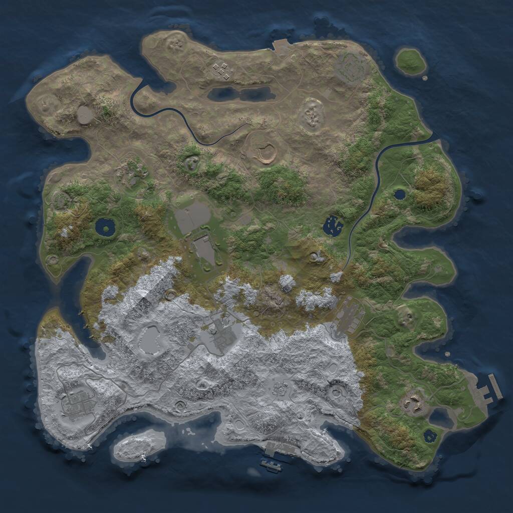 Rust Map: Procedural Map, Size: 3900, Seed: 39967984, 16 Monuments