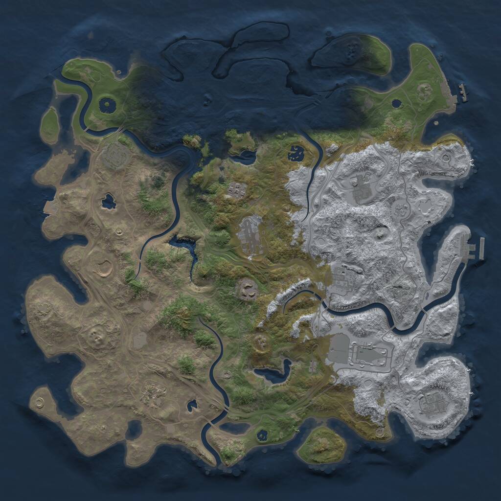 Rust Map: Procedural Map, Size: 4500, Seed: 1337451585, 17 Monuments