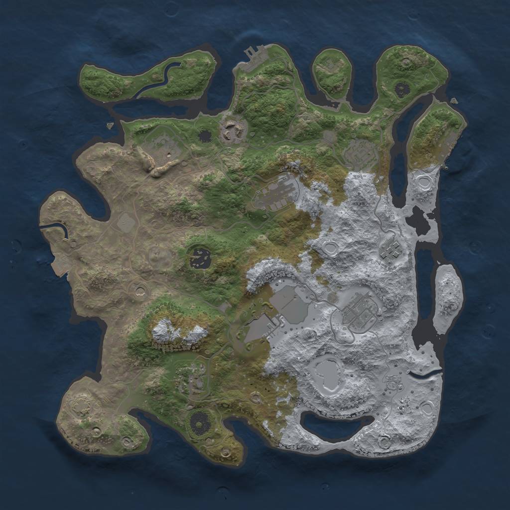 Rust Map: Procedural Map, Size: 3500, Seed: 213891800, 17 Monuments