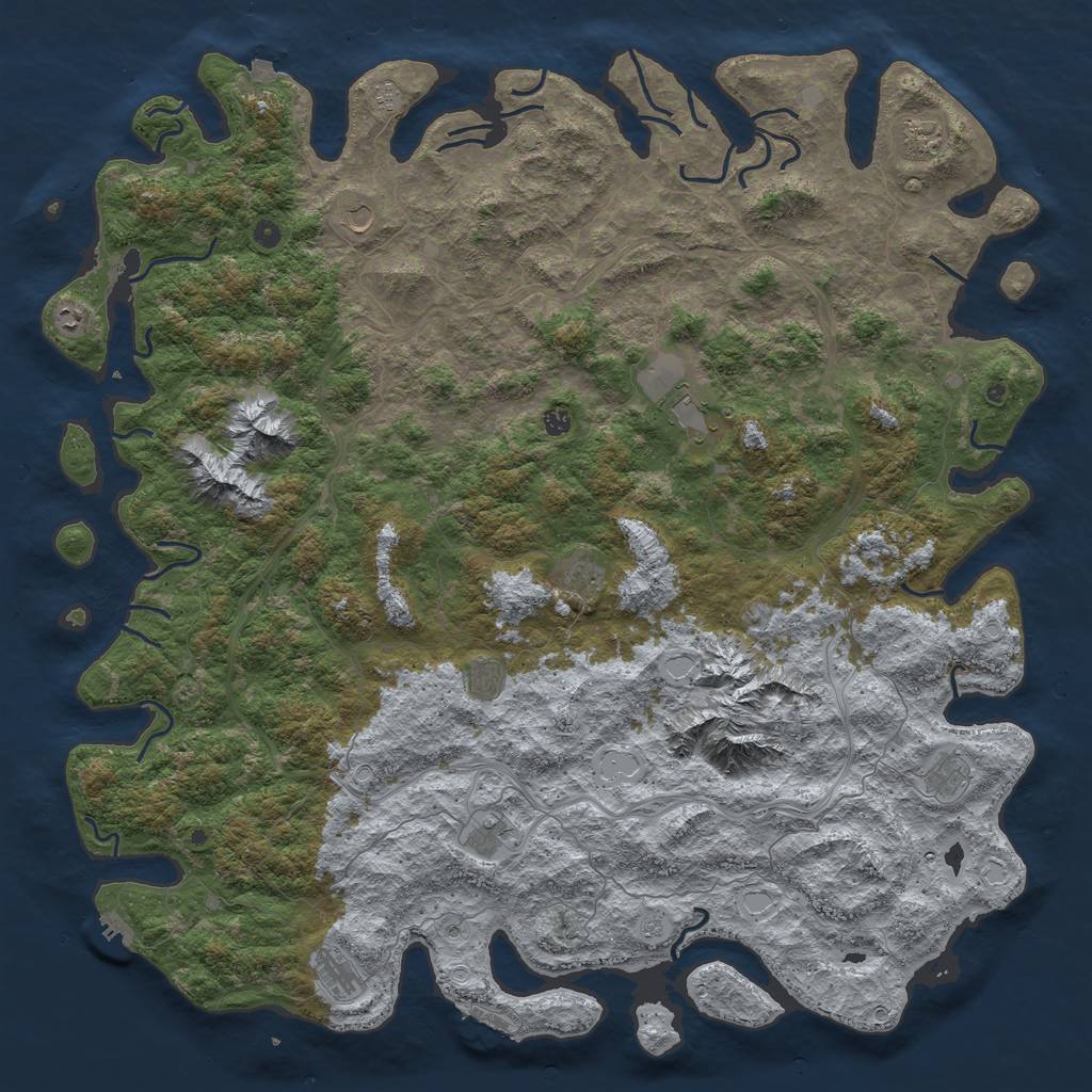 Rust Map: Procedural Map, Size: 6000, Seed: 541125, 19 Monuments