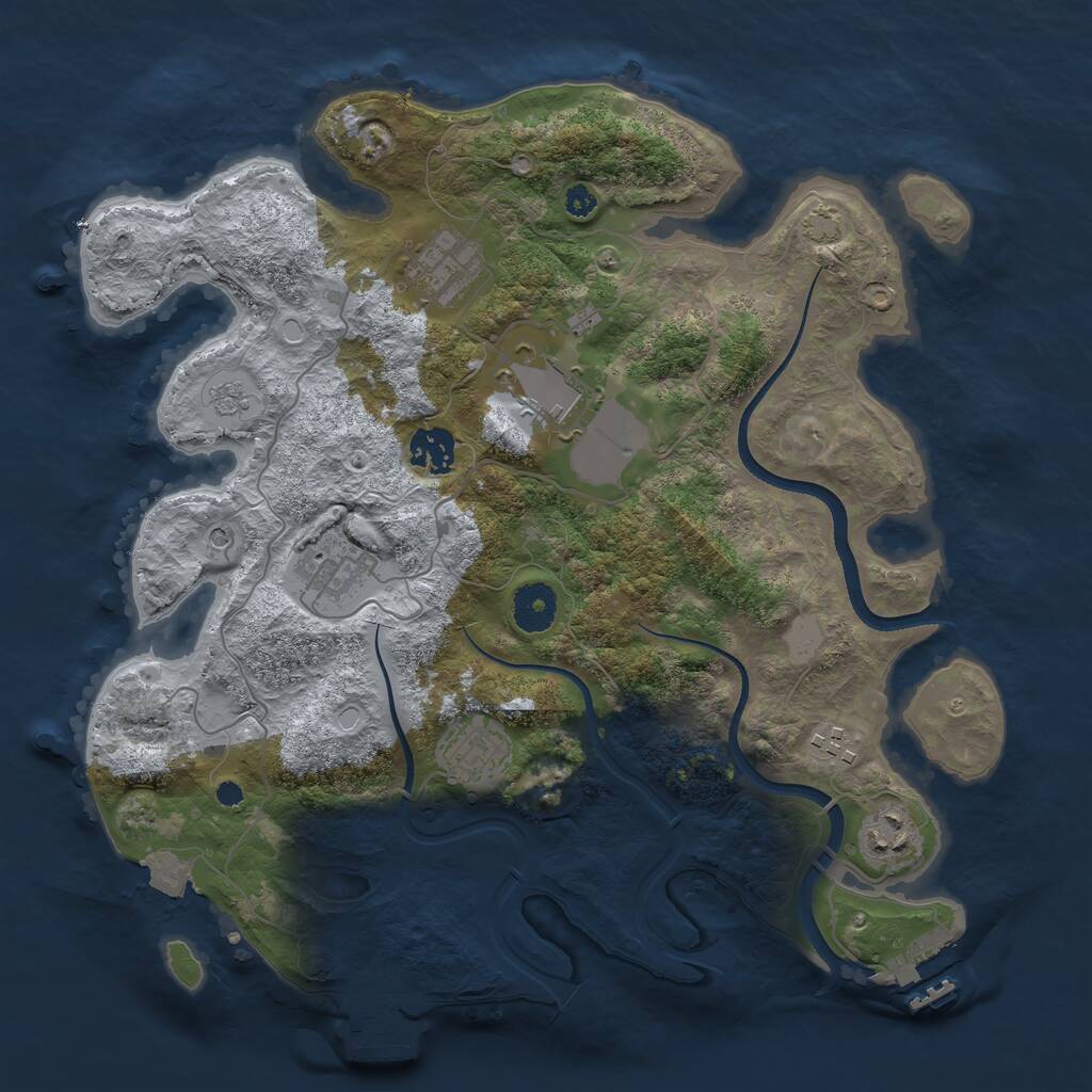 Rust Map: Procedural Map, Size: 3500, Seed: 1274747243, 13 Monuments