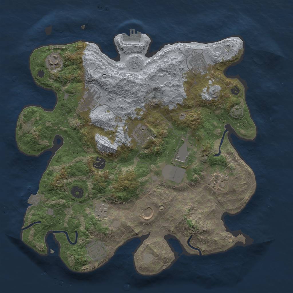 Rust Map: Procedural Map, Size: 3500, Seed: 483702411, 16 Monuments