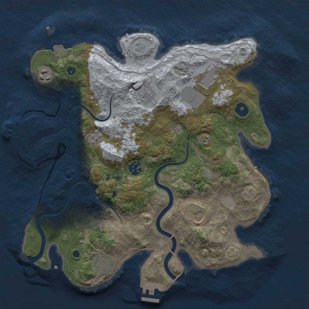 Rust Map: Procedural Map, Size: 3500, Seed: 483702411, 13 Monuments