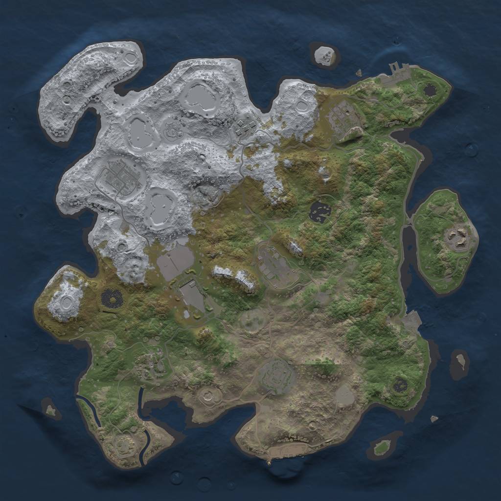 Rust Map: Procedural Map, Size: 3500, Seed: 1642051648, 17 Monuments