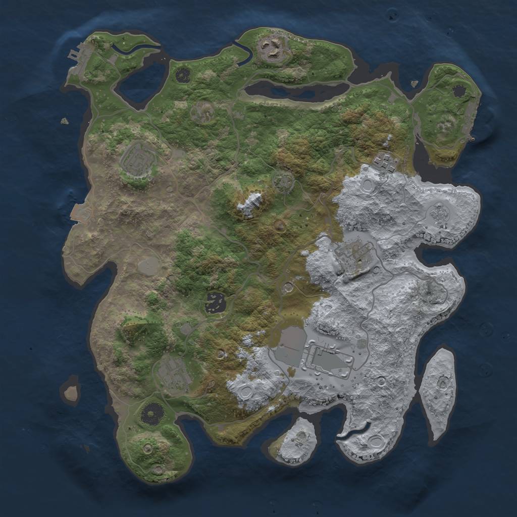 Rust Map: Procedural Map, Size: 3500, Seed: 836897754, 15 Monuments
