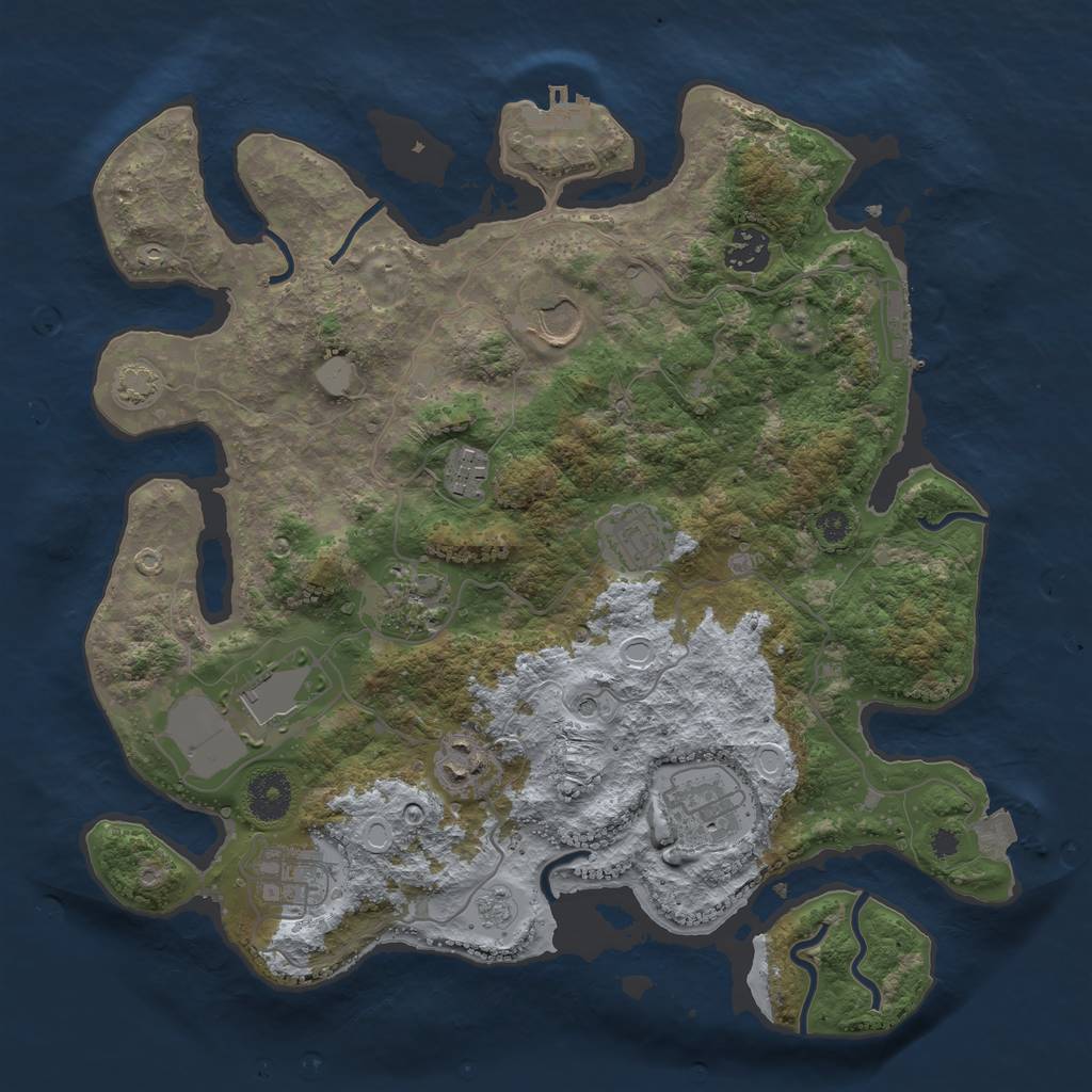 Rust Map: Procedural Map, Size: 3500, Seed: 1012266456, 17 Monuments