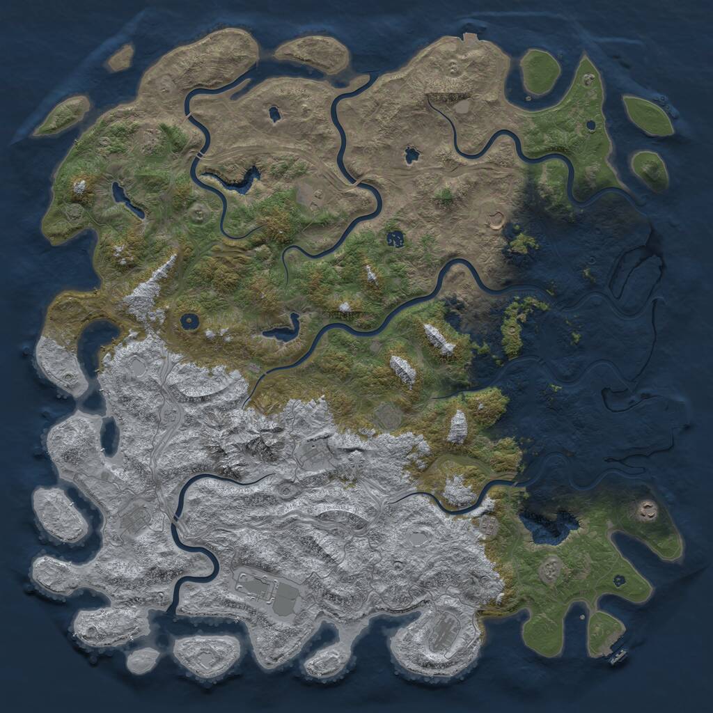 Rust Map: Procedural Map, Size: 6000, Seed: 191470561, 17 Monuments